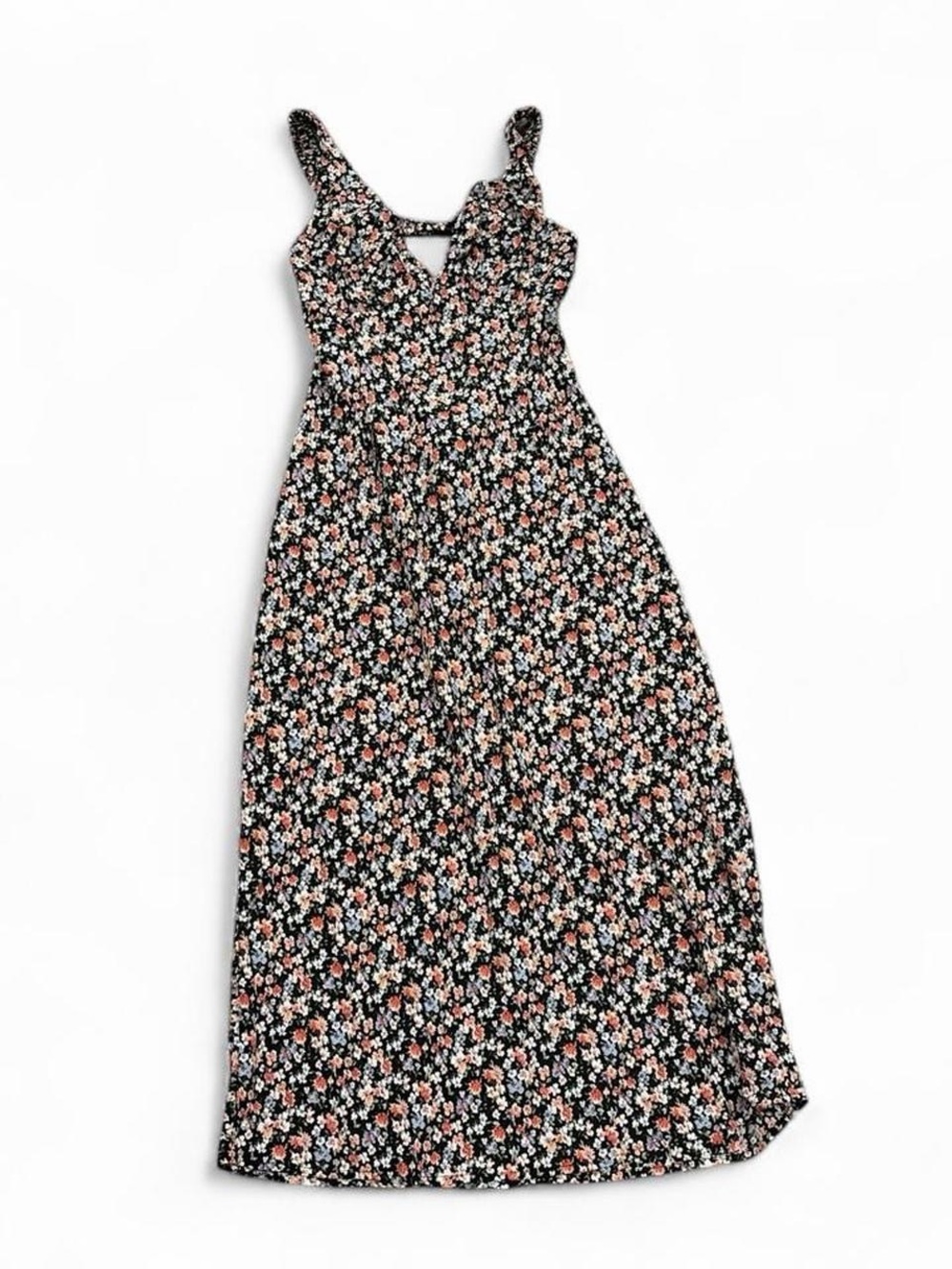 Princess Polly Black Midi Dress with Pink and Cream Floral Print